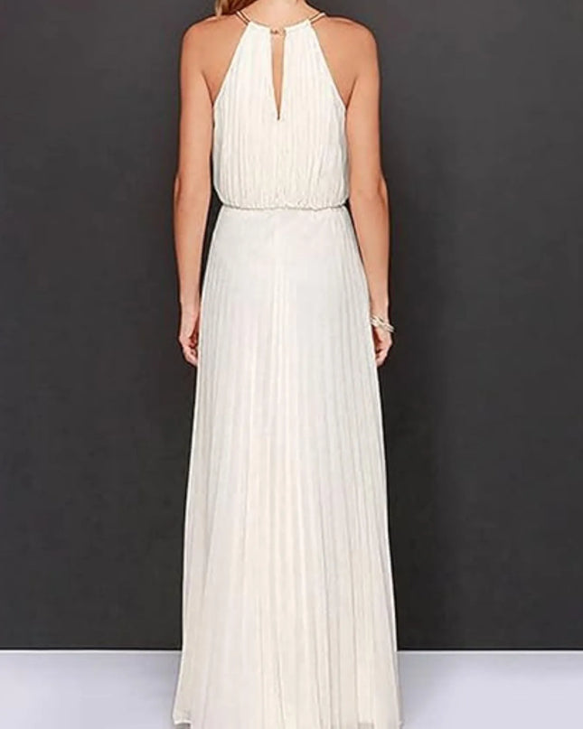 Pleated Sleeveless Maxi Tank Dress