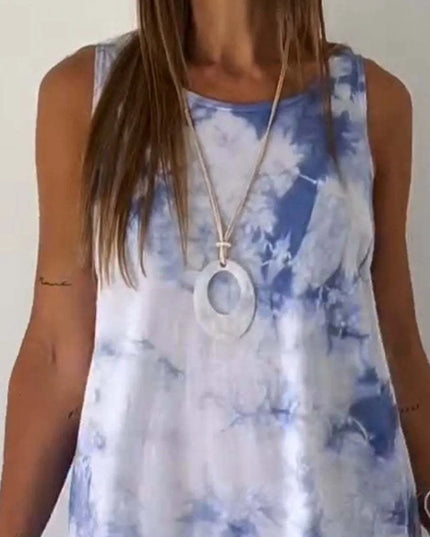 Full Size Tie-Dye Sleeveless Mini Tank Dress Plus Size 