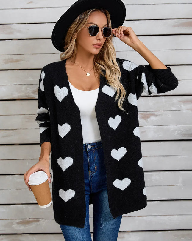 Angel Wings Heart Open Front Long Sleeve Cardigan