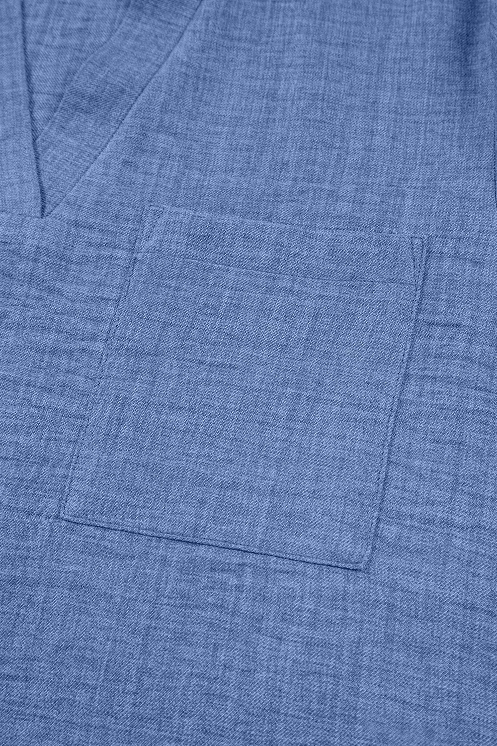 Casual Roll-Up Sleeve Notched Blouse