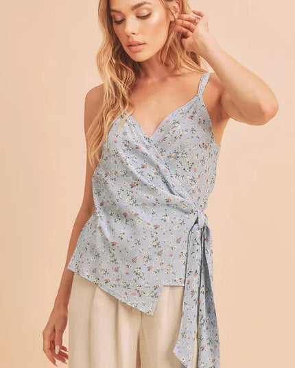 Aemi + Co Ditsy Floral Surplice Adjustable Straps Cami