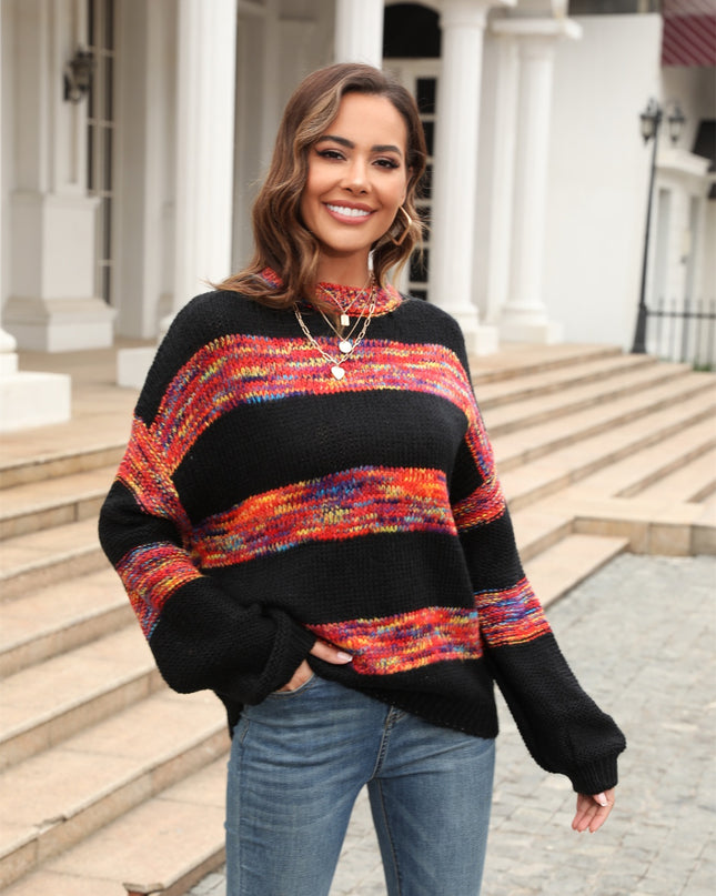 Angel Wings Striped Drop Shoulder Sweater