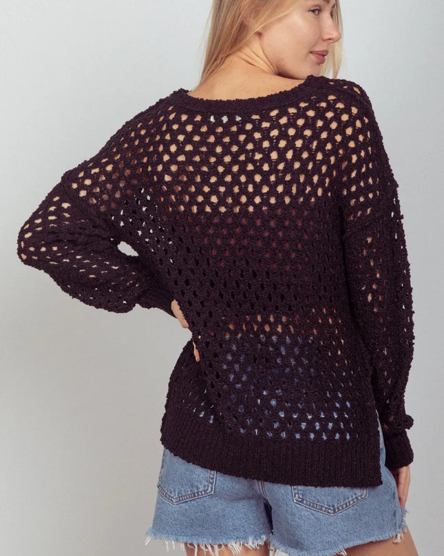 VERY J Openwork Slit Knit Cover Up