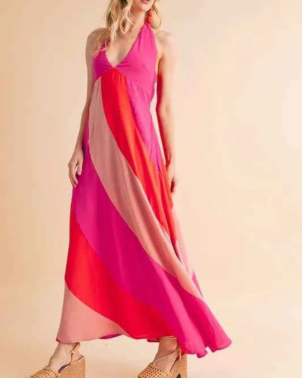 Aemi+Co Color Block Sleeveless Maxi Dress