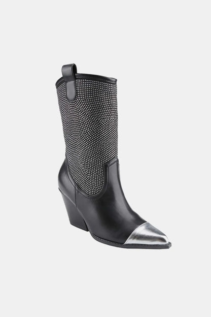 Weeboo Chunky Heel Rhinestone Western Cowboy Boots 