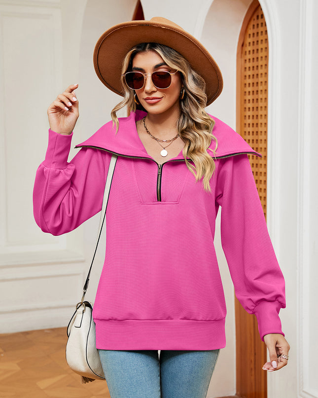 Half-Zip Collared Sweatshirt