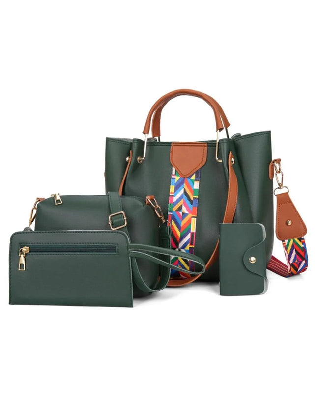 4-Piece Geometric Strap Bag Set 