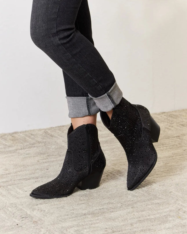East Lion Corp Rhinestone Ankle Cowboy Boots