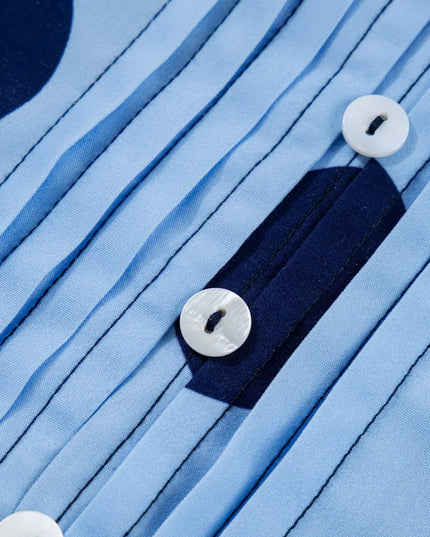 Polka Dot Print Ruffled Short Sleeve Buttoned Collared Blouse