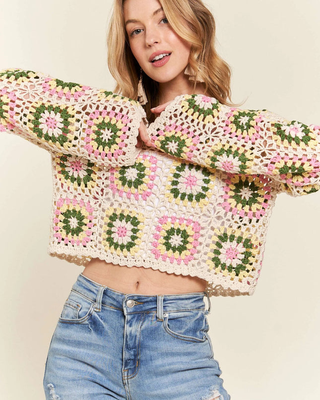 ADORA Multicolor Crochet Crop Top