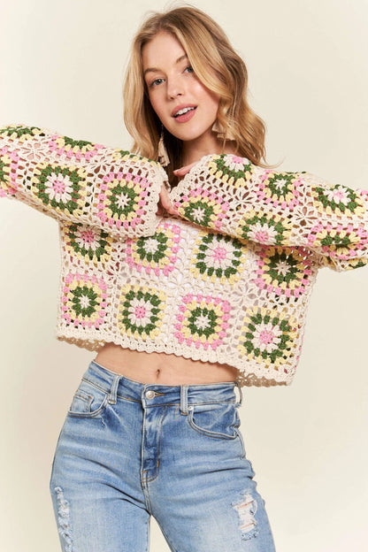 ADORA Multicolor Crochet Crop Top