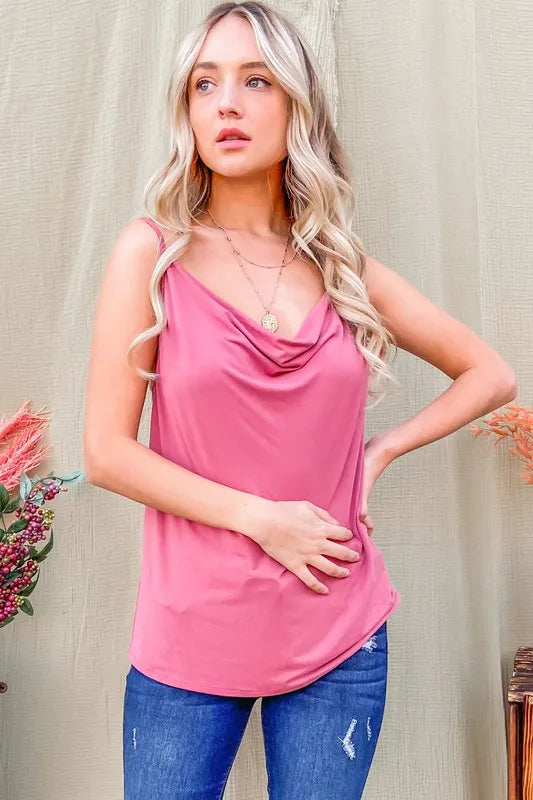 And The Why Cowl Neck Cami Mauve