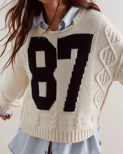 Number 81 Oversized Cable Knit Sweater