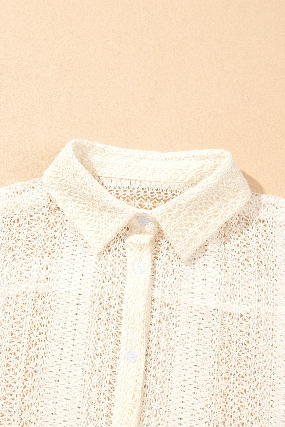 Lace Crochet Collared Neck Oversized Shirt