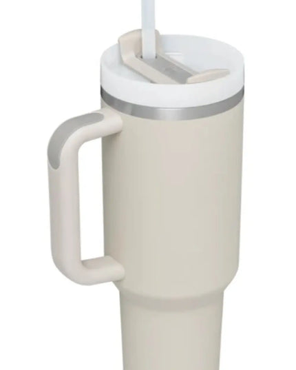 Stainless Steel Tumbler with Upgraded Handle and Straw Tan One Size