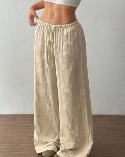 Wide Leg Drawstring Casual Pants