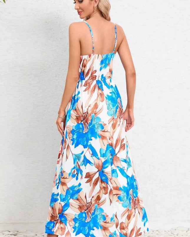 Printed Surplice Maxi Cami Dress
