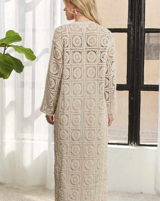 ADORA Long Sleeves Crochet Elastic Cardigan