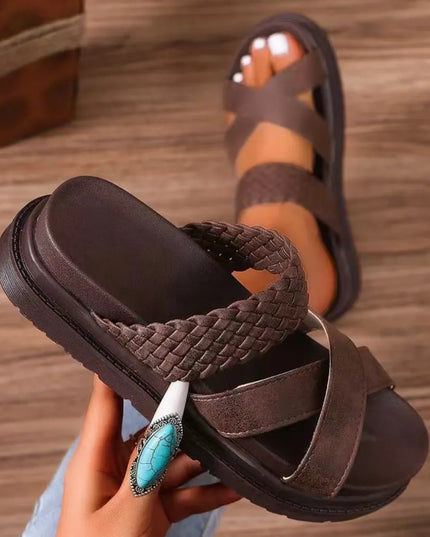 Crisscross Open Toe Platform Sandals 