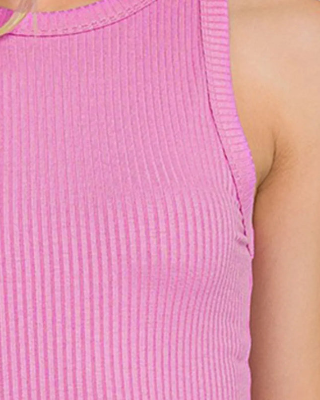 Zenana Ribbed Crew Neck Tank