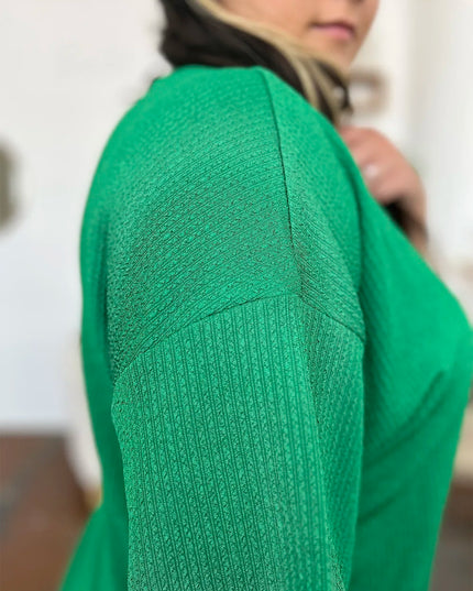 Double Take Full Size Texture Round Neck Drop Shoulder T-Shirt and Shorts Set 