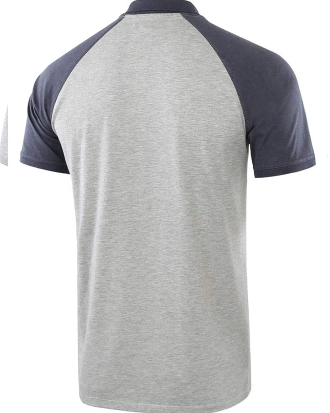 Men's Casual Raglan Sleeve Two-Tone Polo Shirt