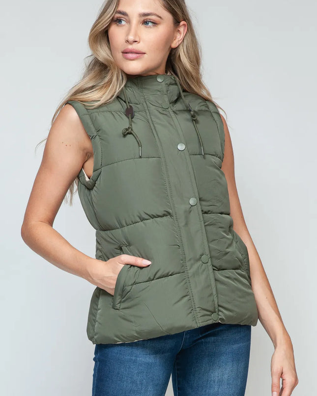 Snobbish Snap and Zip Closure Hooded Vest