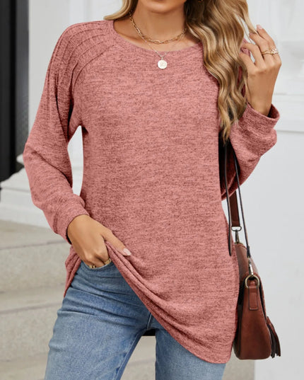 Round Neck Long Sleeve T-Shirt Pink