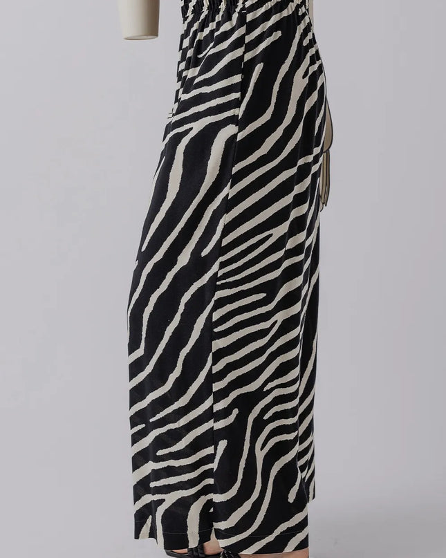 Zebra Striped Summer Wide Leg Pants