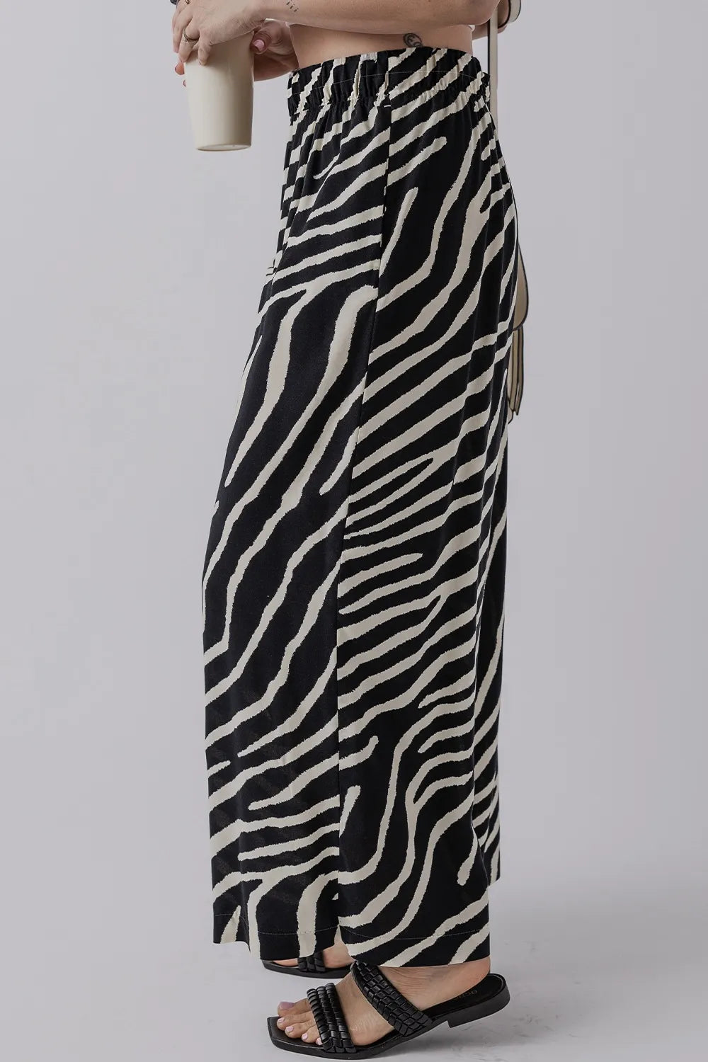 Zebra Striped Summer Wide Leg Pants