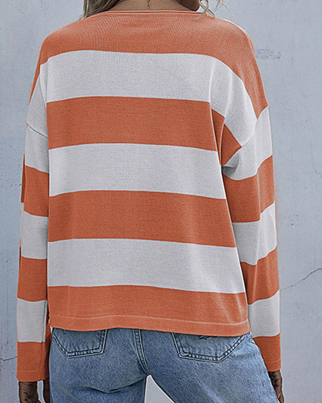 Striped Casual Long Sleeve Knit Top