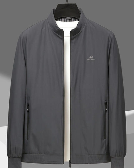 Men's Plus Size Zip Up Long Sleeve Jacket Black Gray