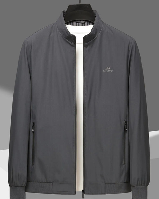 Men's Plus Size Zip Up Long Sleeve Jacket Black Gray