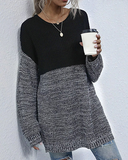 Color Block Long Sleeve Oversized Sweater