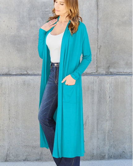 Basic Bae Full Size Open Front Long Sleeve Cover Up