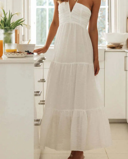 Tiered Halter Neck Printed Cami Dress 