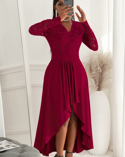 Lace High-Low V-Neck Dress 