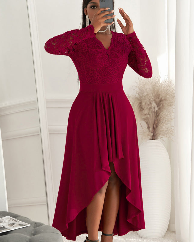 Lace High-Low V-Neck Dress 