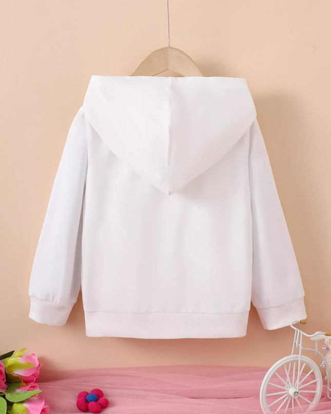 Children's Floral Heart Graphic Buttoned Hoodie