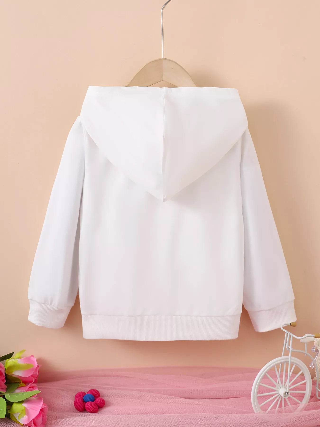 Children's Floral Heart Graphic Buttoned Hoodie