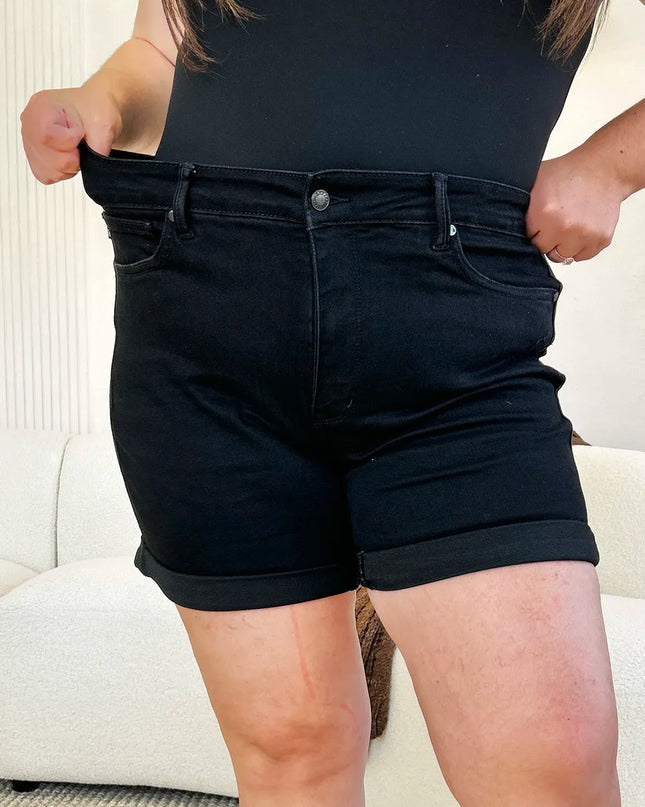 Judy Blue Full Size High Waist Tummy Control Cuffed Denim Shorts