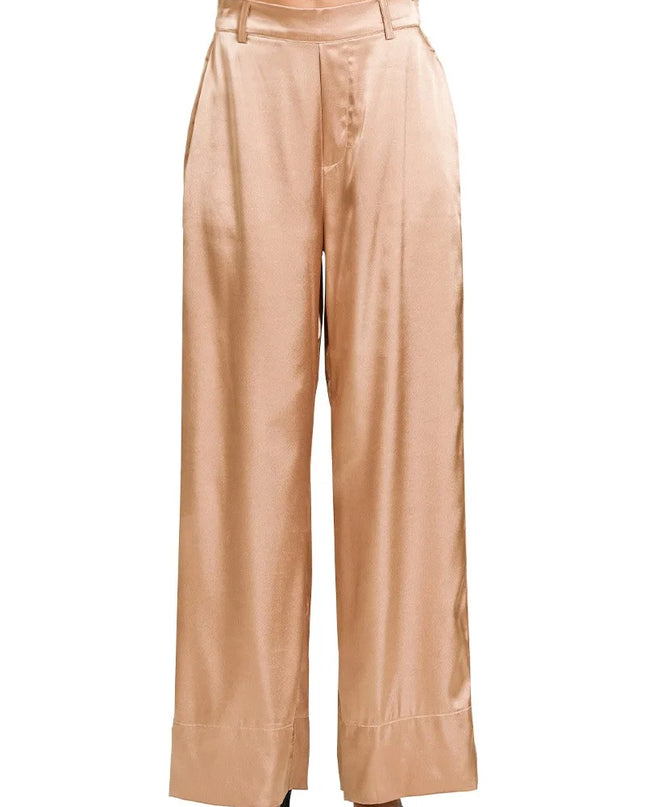 Zenana Wide-Leg Satin Pants BRUSH
