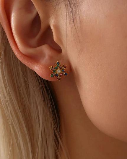 Stainless Steel Snowflake Stud Earrings 