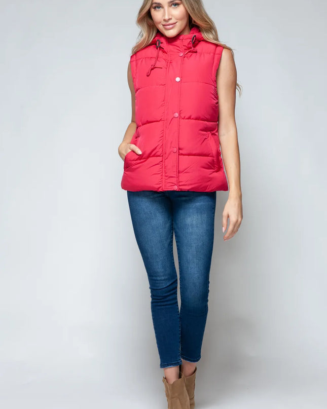 Snobbish Snap and Zip Closure Hooded Vest