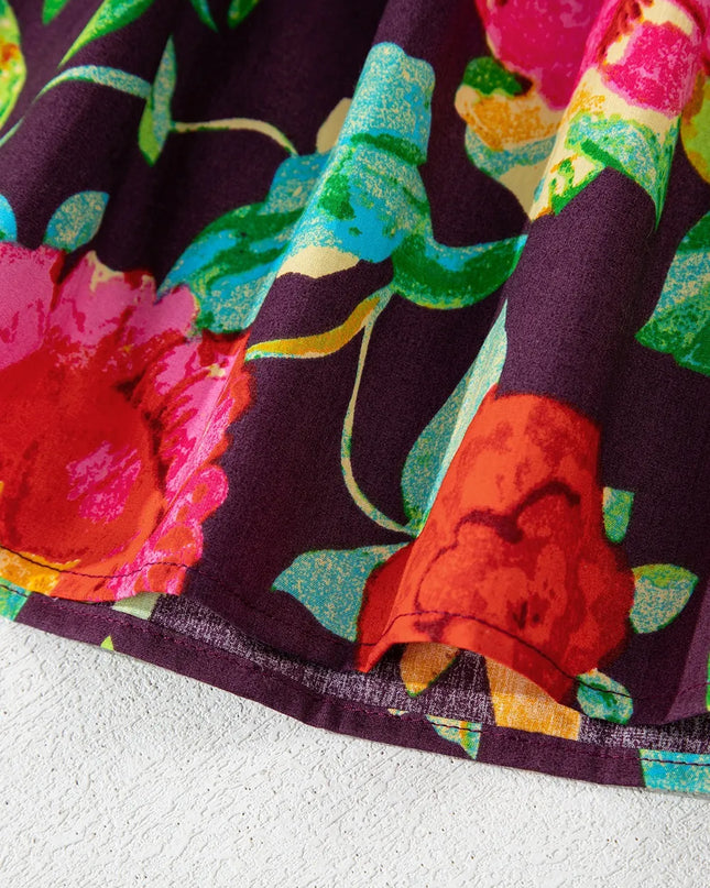 Flower Embroidered Trim Half Sleeve Blouse