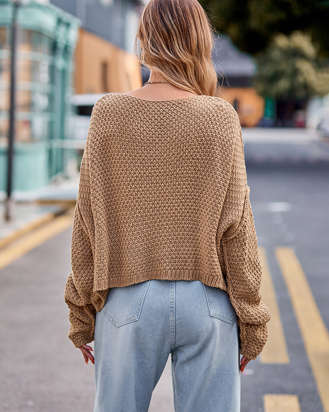 Round Neck Cable-Knit Sweater