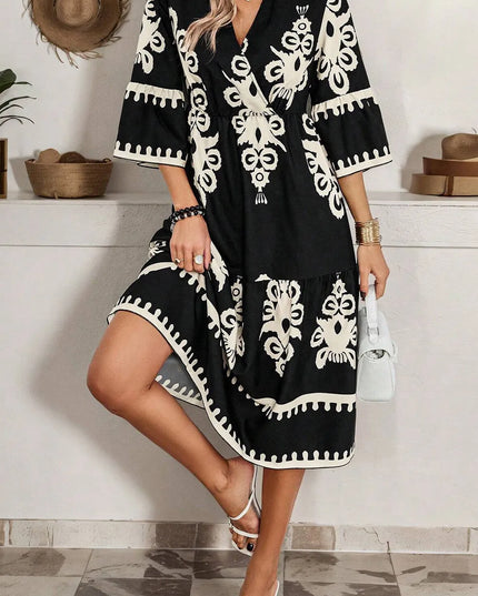 Printed Half Sleeve Knee Length Dress