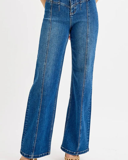 RISEN Seam Detail Wide Leg Jeans 