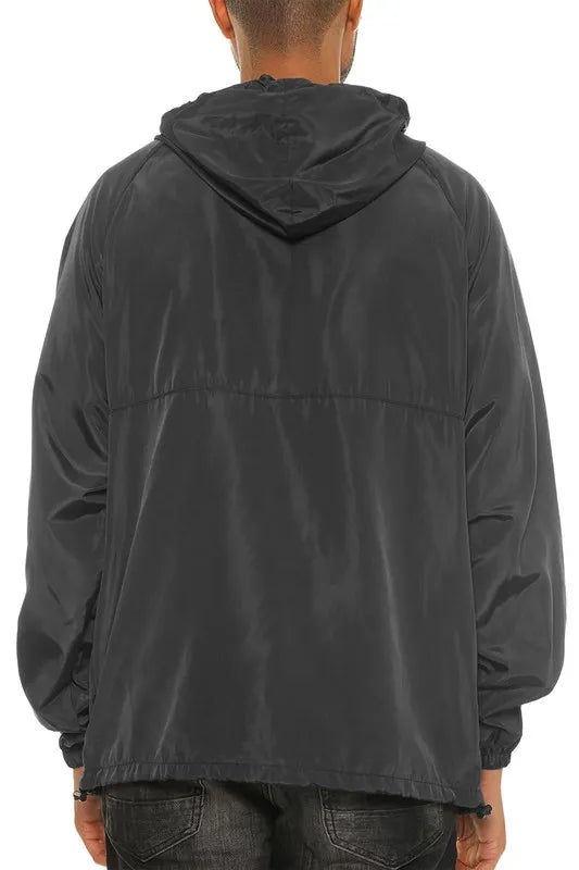 WEIV Men's Full Size Color Block Anorak Jacket Pullover Windbreaker Plus Size
