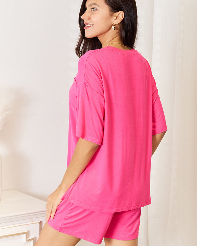 Basic Bae Full Size Soft Rayon Half Sleeve Top and Shorts Set
